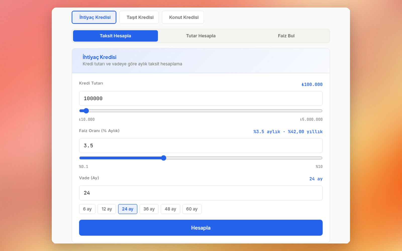 NumerSpace loan calculator